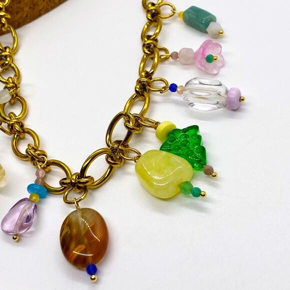 NEW Funky Glass Chunky Charm Necklace - Picture 10 of 16